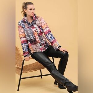 NWT DOLCEZZA RED MARCUS AKERMAN PRINT REMOVABLE LINING HOODED COAT